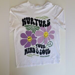Kids Nurture Your Mind & Soul Graphic Tee - White/Purple